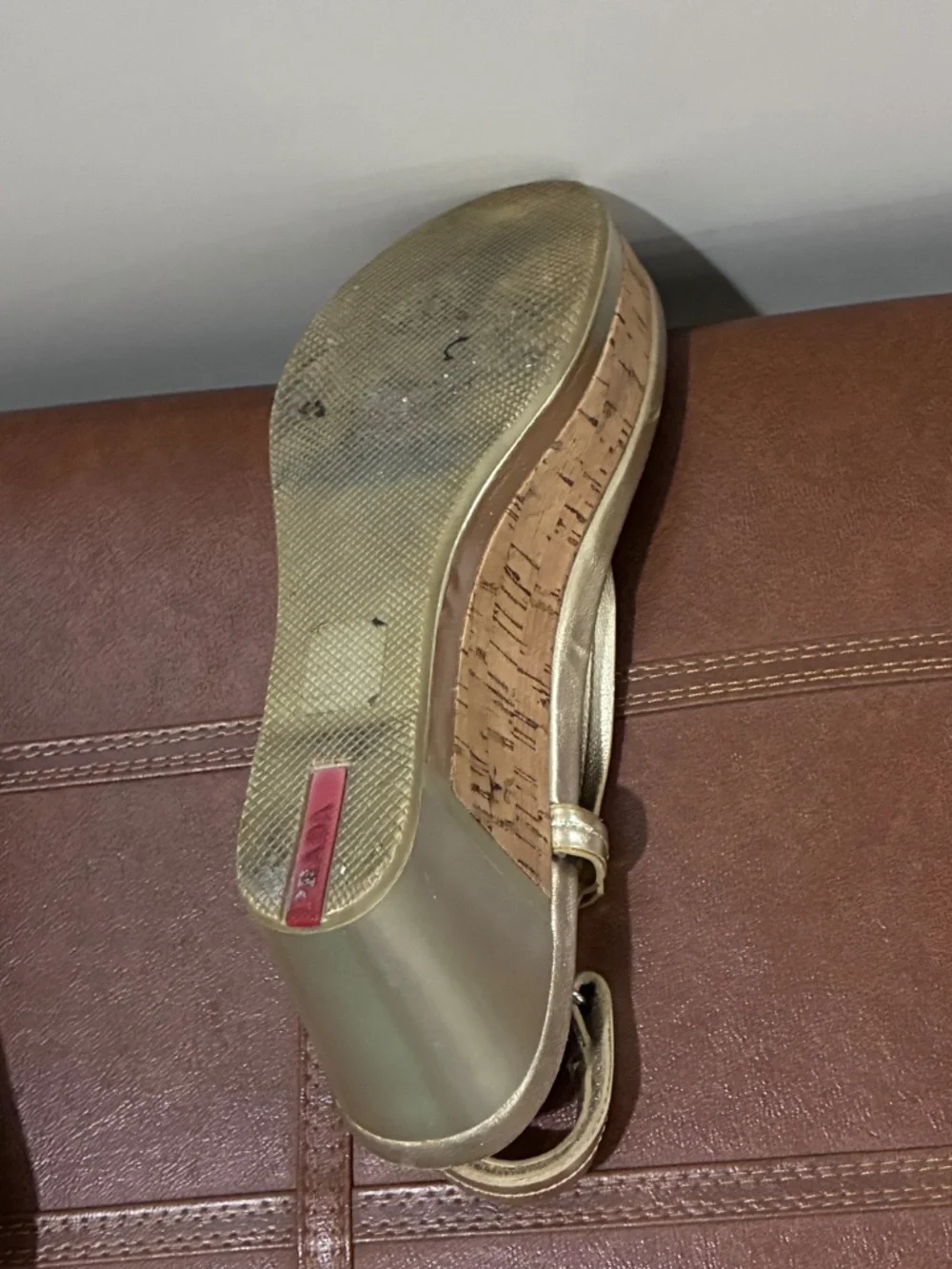 Prada Metallic Gold Leather Slingback Thong Sandals EU 39 US 9